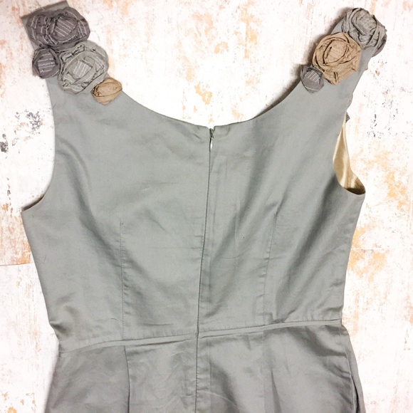 Anthro Baraschi Retro Rosette Dress Gray - Picture 4 of 6